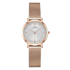 IBSO Women's Quartz Watches Rose Gold Ultra thin Stainless Steel Mesh Strap Quartz Clock Hours Ladies Simple Relogio Masculino
