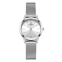 IBSO Women's Quartz Watches Rose Gold Ultra thin Stainless Steel Mesh Strap Quartz Clock Hours Ladies Simple Relogio Masculino