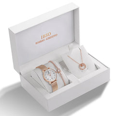 IBSO Women's Quartz Watches Rose Gold Ultra thin Stainless Steel Mesh Strap Quartz Clock Hours Ladies Simple Relogio Masculino