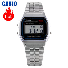 Casio watch  simple retro silver steel belt men's electronic watch digital clock A159WA-N1