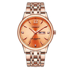 Rose Gold Ladies Watch KINGNUOS Luxury Brand Stainless Steel Women Watches Couple Female Quartz Clock calendar Week can Englisho