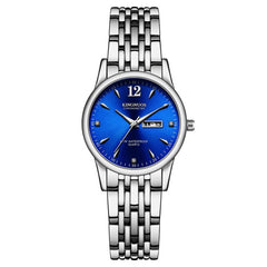 Rose Gold Ladies Watch KINGNUOS Luxury Brand Stainless Steel Women Watches Couple Female Quartz Clock calendar Week can Englisho