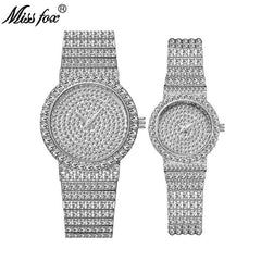 MISSFOX Top Brand Luxury Couple Watch Diamond Men/Women Quartz Watch Clock Ladies Luxury Wrist Watch Fashion Casual Lovers Watch