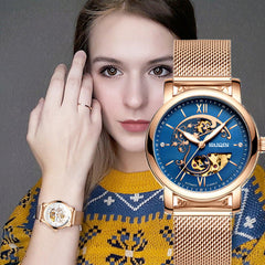 HAIQIN 2020 Hot fashion gold Lady mechanical women watches top luxury brand clock ladies wrist watch lover gift Relogio Feminino