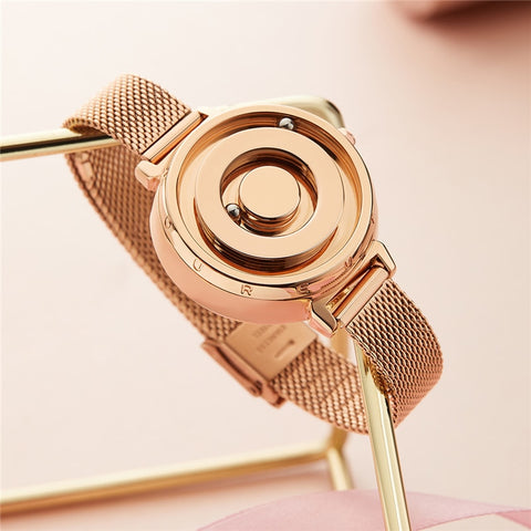 Eutour new original magnetic black gold trend women's watch female student quartz temperament fashion real belt stainless steel