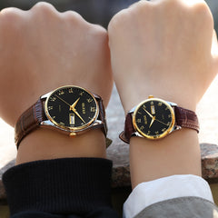 Couple Watch Mens Women watches OLEVS Luxury brand Quartz High quality relogio masculino Leather Lovers watch erkek kol saati