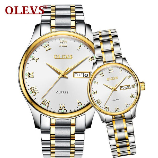 Couple Watch Mens Women watches OLEVS Luxury brand Quartz High quality relogio masculino Leather Lovers watch erkek kol saati