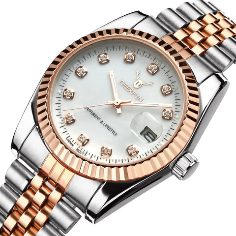 Famous Brand Fashion Luxury  Steel Metal band ROSE GOLD  Bracelet watch for Men and Women Gift Dress Watches relogio masculino