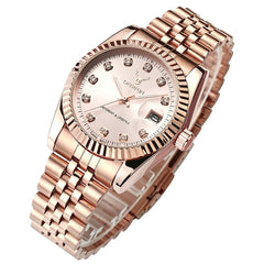 Famous Brand Fashion Luxury  Steel Metal band ROSE GOLD  Bracelet watch for Men and Women Gift Dress Watches relogio masculino
