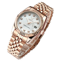 Famous Brand Fashion Luxury  Steel Metal band ROSE GOLD  Bracelet watch for Men and Women Gift Dress Watches relogio masculino