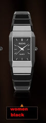 mens womens Ceramic wrist watches black white quartz square couple male female clocks waterproof casual business wristwatches