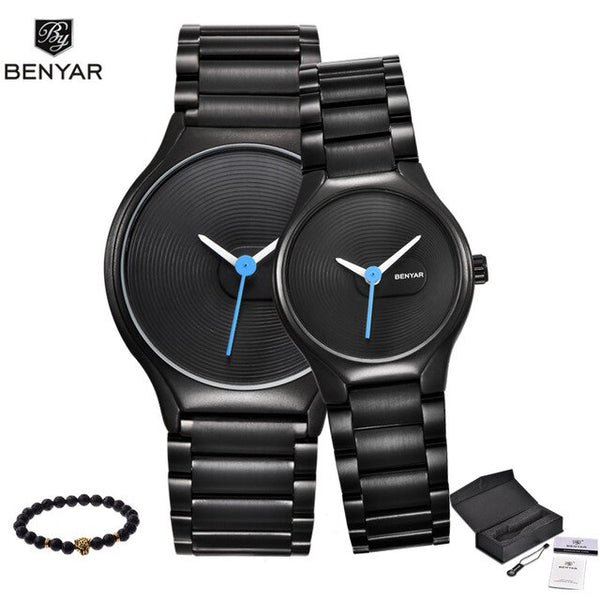 New 2019 BENYAR Fashion Simple Lovers' Watch Casual Men's Women Quartz Waterproof Watches Clock Reloj Hombre Couple Watches Men