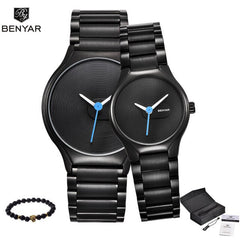 New 2019 BENYAR Fashion Simple Lovers' Watch Casual Men's Women Quartz Waterproof Watches Clock Reloj Hombre Couple Watches Men