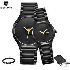 New 2019 BENYAR Fashion Simple Lovers' Watch Casual Men's Women Quartz Waterproof Watches Clock Reloj Hombre Couple Watches Men